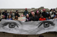 <p>Protesters cheer on the side of Independence Avenue during the Women’s March on Washington January 21, 2017 in Washington, DC. (Drew Angerer/Getty Images) </p>