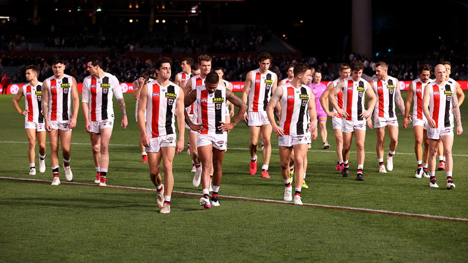 The Saints were thoroughly outclassed by Port Adelaide last weekend, their third loss by more than 60 points this season. (Photo by James Elsby/AFL Photos via Getty Images)