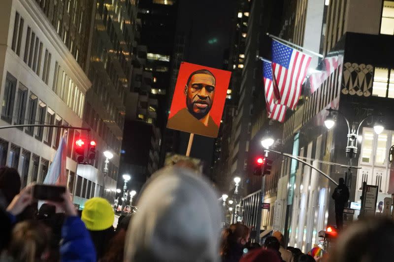 Demonstrators take part in a Justice for George Floyd protest, in New York