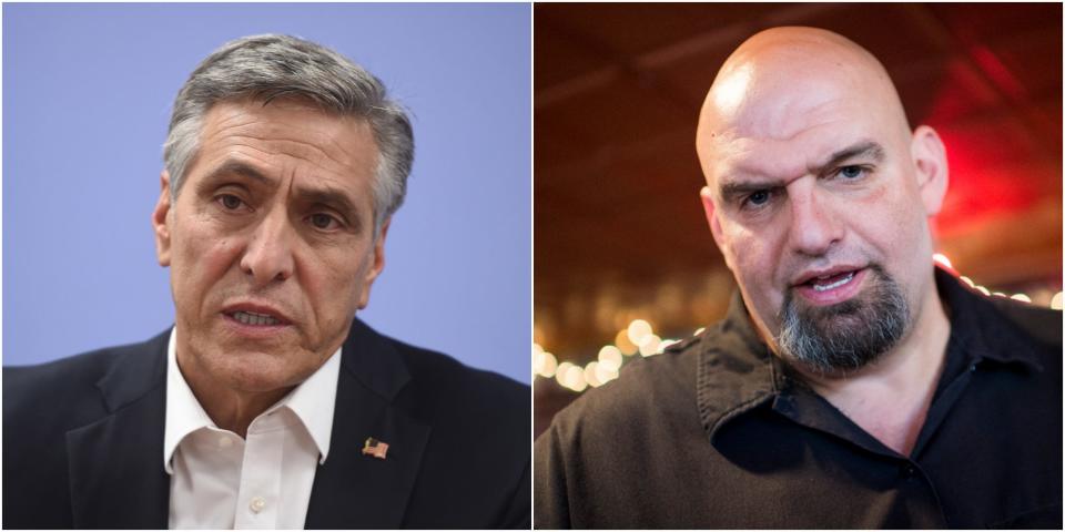 Republican Rep. Lou Barletta (L) and Pennsylvania Lt. Gov. John Fetterman, a Democrat, are running for Senate in Pennsylvania