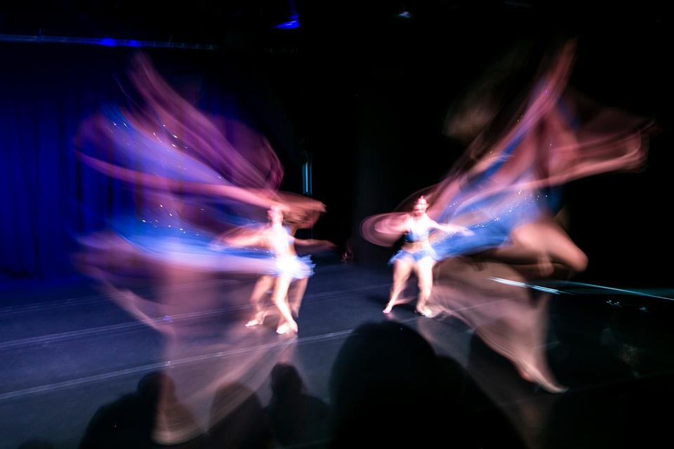 Members of the Nolte Academy perform during their Senior Gala in 2022 at the James Theater in Iowa City.