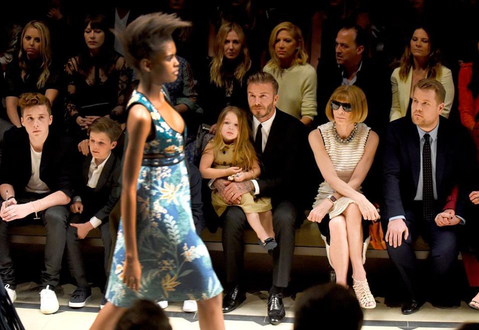 2015: Harper Beckham sits next to Anna Wintour