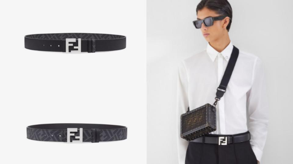 七夕情人節禮物推薦：FENDI FF方形黑色皮革雙面皮帶，NT$ 17,800！圖片來源：FENDI