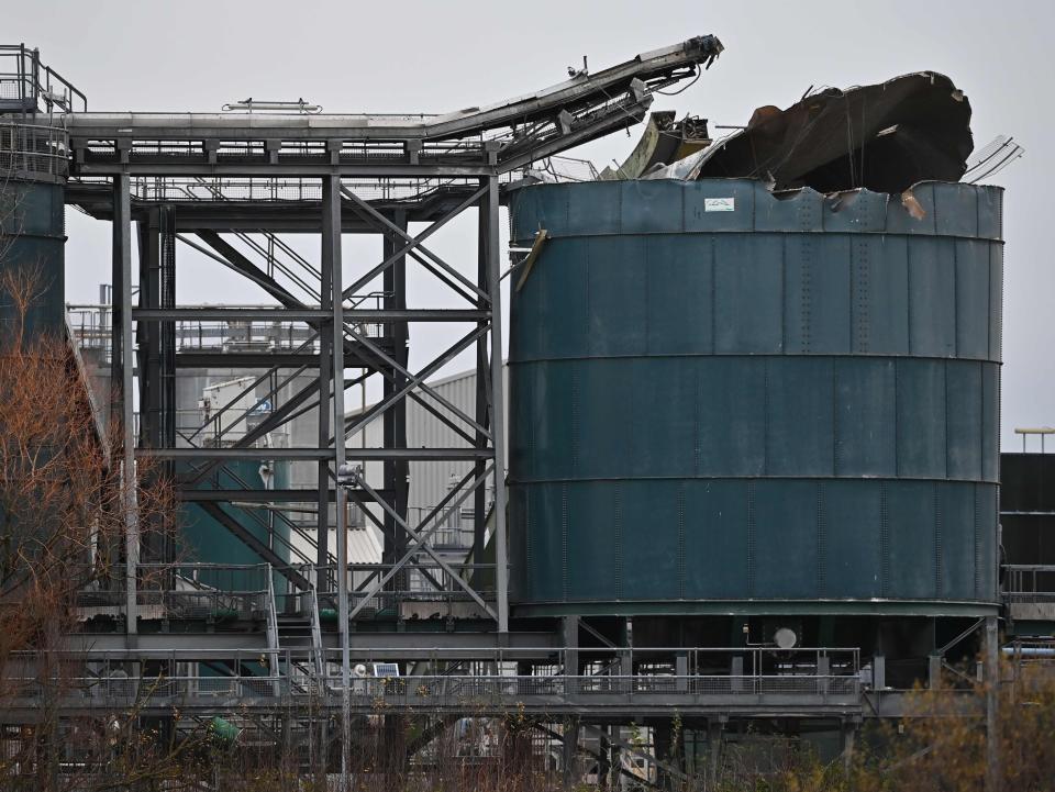<p>A silo at the plant was damaged in the blast</p> (AFP via Getty Images)