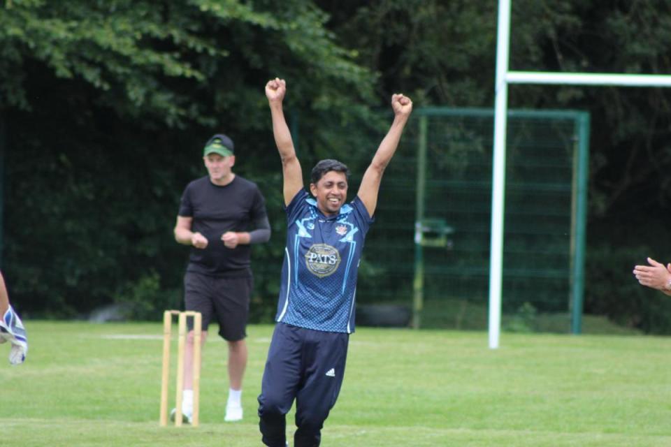 Jaice Cherian celebrates taking a wicket. <i>(Image: ECC)</i>