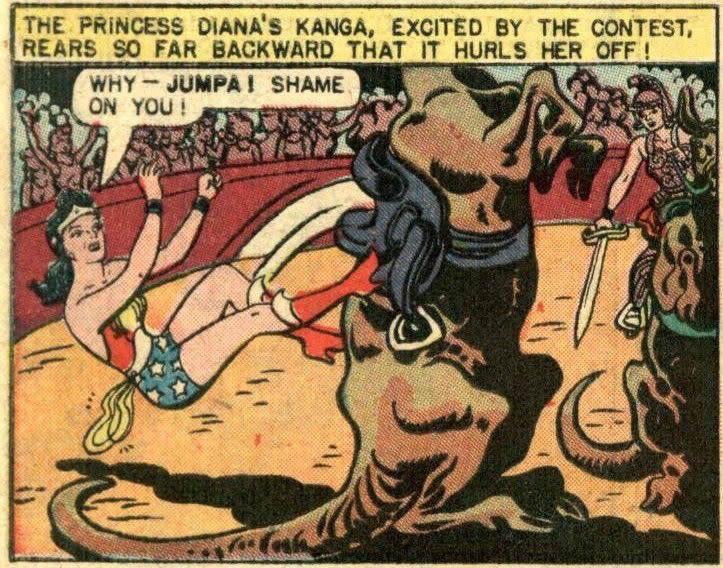 Diana und ihr treues Reittier, Jumpa das Känguru. (Bild: DC Comics)