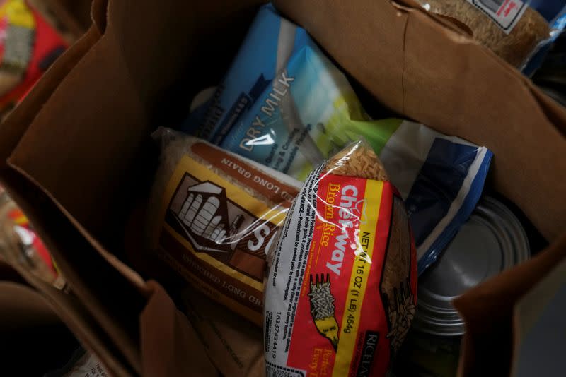 Food bags are seen at the South Texas Food Bank in Laredo, Texas