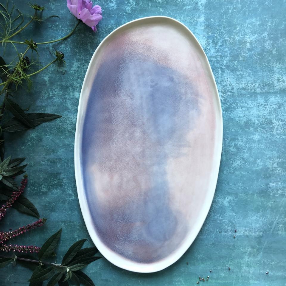 17) Watercolor Porcelain Platter