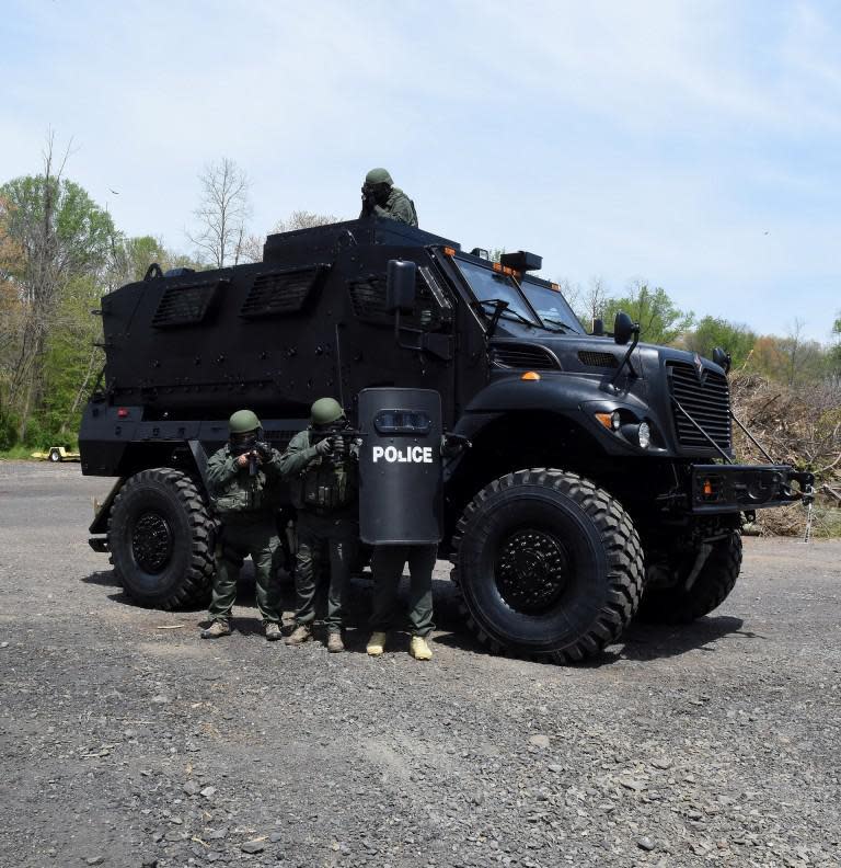 The $865,000 Mine Resistant Ambush Protected (MRAP) vehicle bought in February of 2016 for the the South Central Emergency Response Team, a Bucks County group of officers from departments in 14 municipalities. The federal 1033 program administered through the Defense Logistics Agency provides surplus military equipment for the cost of shipping and other fees to local and state law enforcement agencies.