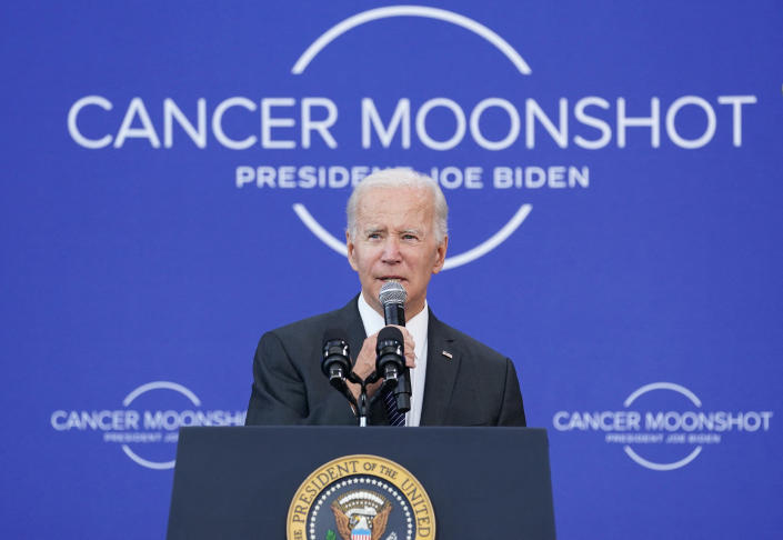 U.S. President Joe Biden delivers a speech on his 