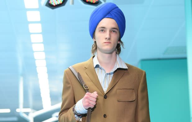 Gucci runway show Paris fashion week, model wearing turban Photo: Getty