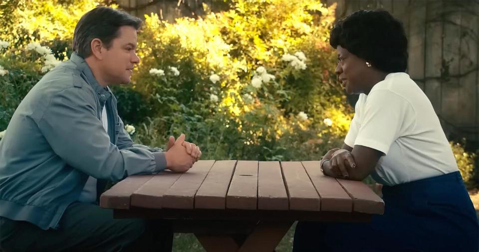 PHOTO: Matt Damon and Viola Davis in a scene from the movie AIR. (Amazon Studios)