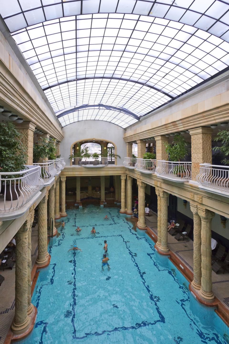 The <strong>Gellert Baths</strong>, in Budapest, Hungary, feature a 2,650-square-foot indoor swimming pool. Since 1918 the waters at the Gellert Baths have been been a destination throughout the winter months.
