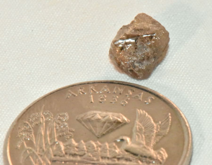 A 3.29-carat brown diamond found at Crater of Diamonds State Park by David Anderson, Murfreesboro, Arkansas, on March 4, 2023. Photo courtesy Arkansas Department of Parks, Heritage and Tourism