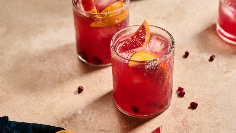 blood orange margarita on table