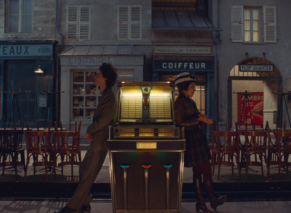 Timothée Chalamet and Lyna Khoudri in “The French Dispatch.” - Credit: Courtesy