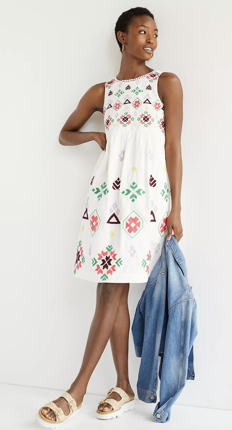 Dolly Embroidered Midi Dress (Anthropologie)