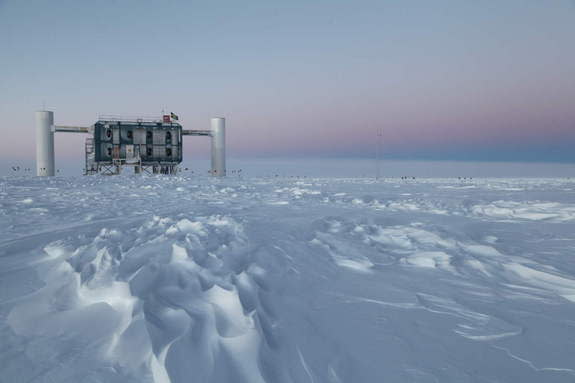 The IceCube Laboratory at the Amundsen-Scott South Pole Station in Antarctica is the world's largest neutrino detector. Its computers collect raw data on neutrino activity from sensors in the ice that look for light emitted when neutrinos strik