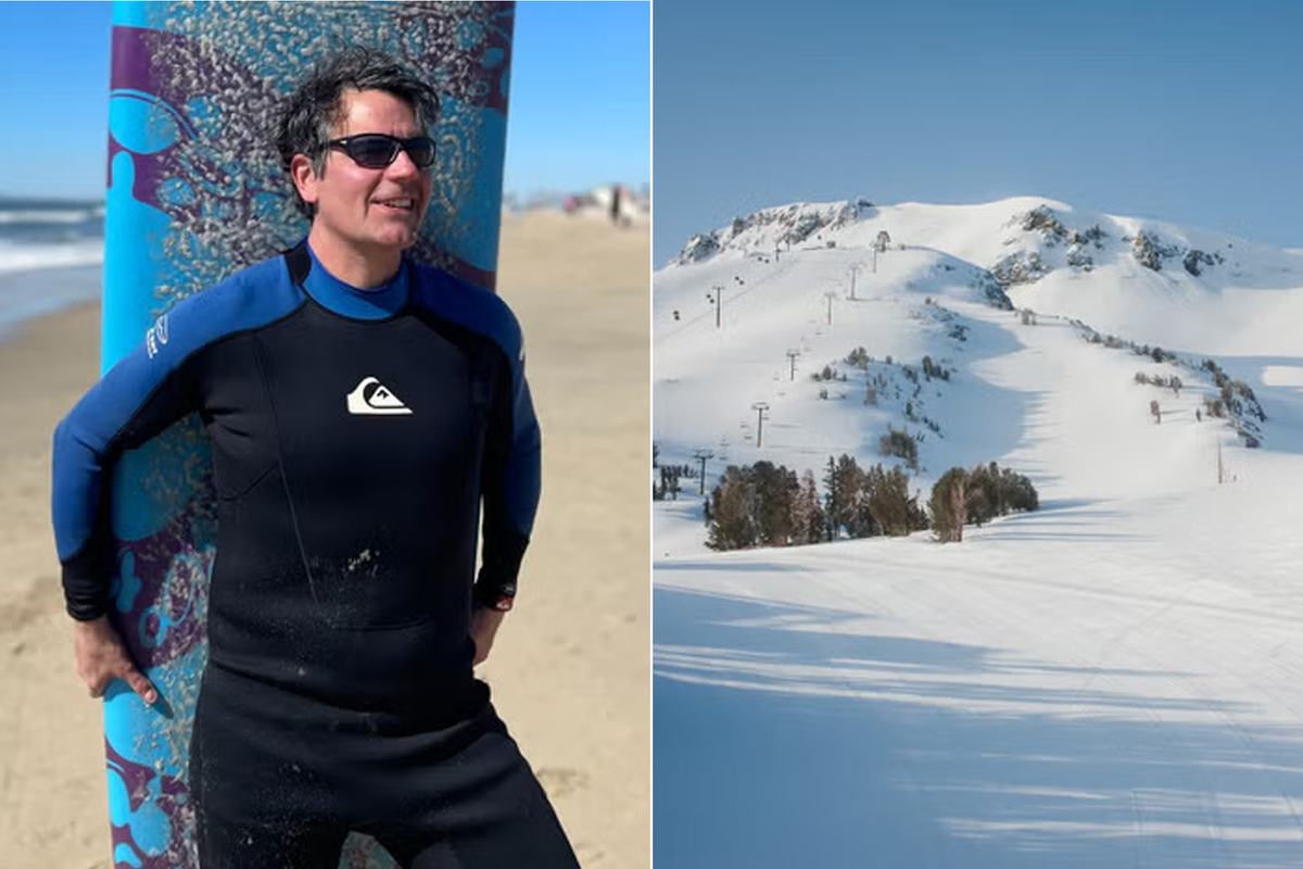 Dominic Bliss hit Huntington Beach and Mammoth Mountain within hours of each other  (Dominic Bliss/Visit California)