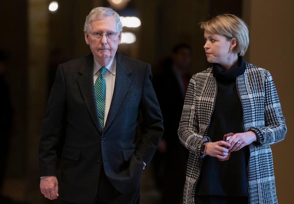 Senate Majority Leader Mitch McConnell has already made it easier for Republicans to confirm Trump's Supreme Court nominees and circuit court nominees, so now he's trying to make it easier to confirm his district court nominees, too. (Photo: ASSOCIATED PRESS)