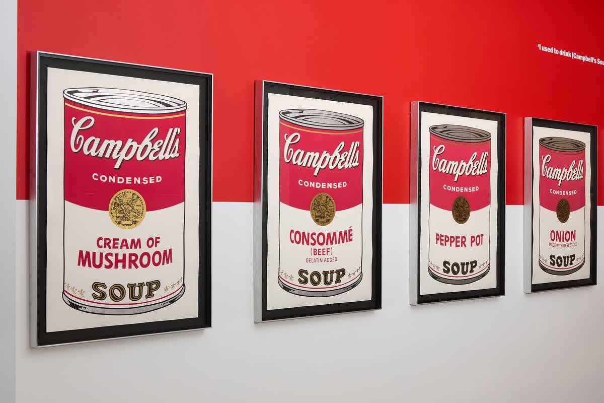 Warhol’s soup paintings take over the smaller of the two Mayfair art spaces dedicated to the exhibition  (Halcyon Gallery)