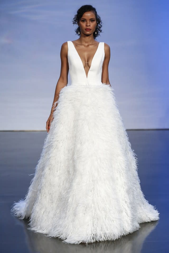 Discover the biggest wedding dress trends from bridal week.