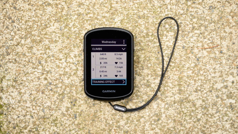 Garmin Edge 540 climbs on results page