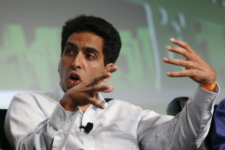 Salman Khan, the founder and executive director of Khan Academy, speaks on stage during day one of TechCrunch Disrupt SF 2012 event at the San Francisco Design Center Concourse in San Francisco, California on September 10, 2012. (Photo: Stephen Lam/Reuters)