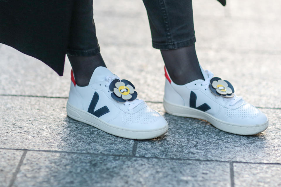 Veja makes&nbsp;environmentally friendly sneakers, including vegan shoes.&nbsp; (Photo: Edward Berthelot/Getty Images)