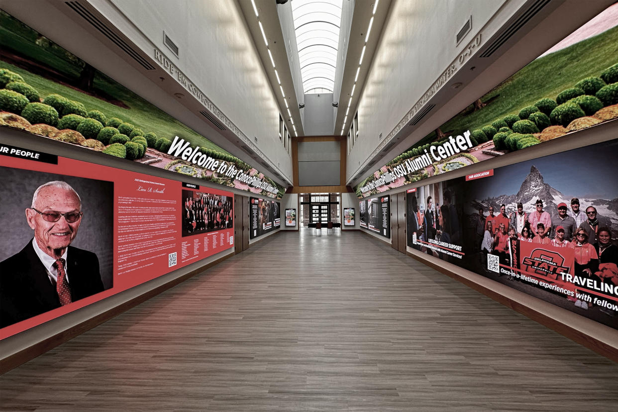  The Oklahoma State alumni hall donned in MAXHUB video walls. . 