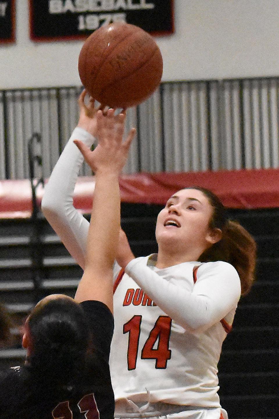 Durfee's Maggie O'Connell takes a shot up close.