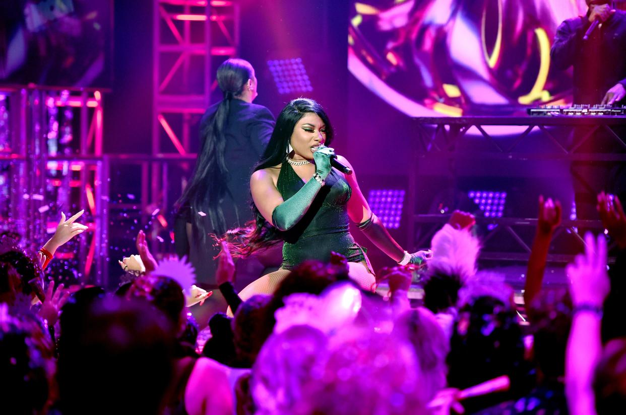 Megan Thee Stallion performs onstage during Dick Clark's New Year's Rockin' Eve with Ryan Seacrest 2020 Hollywood Party on Nov. 23, 2019, in Los Angeles, Calif. The show airs December 31.