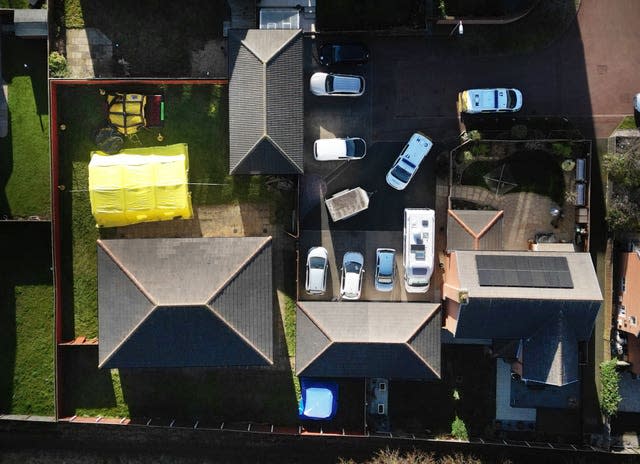 Police tents at the scene of an investigation in Ingleby Barwick, Teesside 