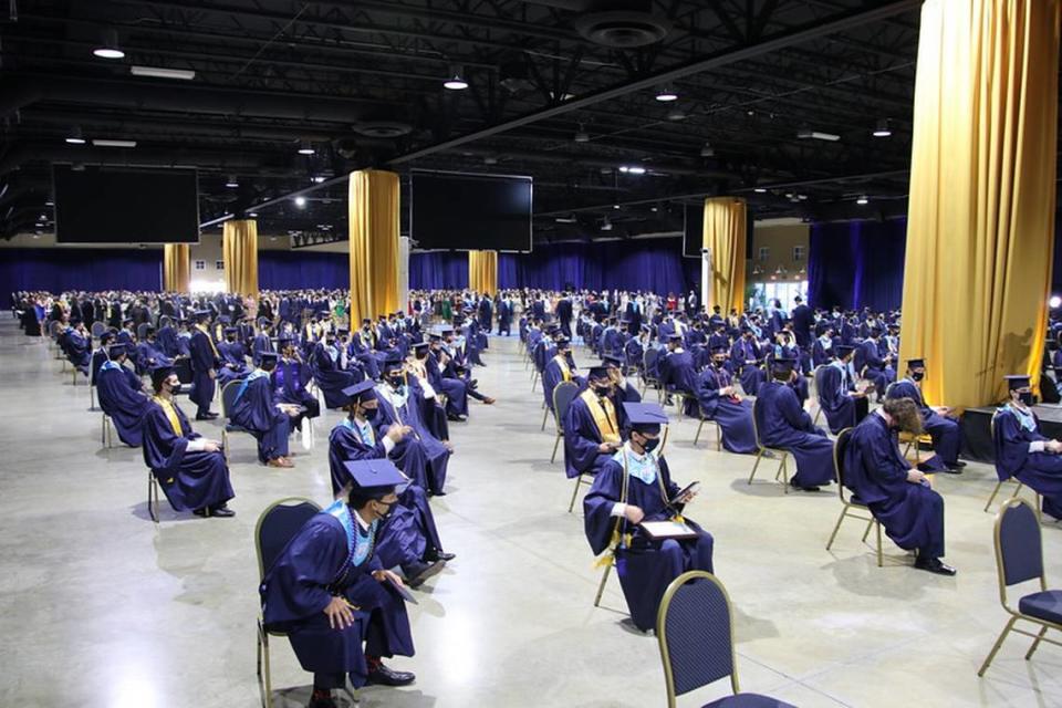 Belen Jesuit spokeswoman Teresa Martinez said the school followed all social distancing precautions at its June 16 commencement at the E. Darwin Fuchs Pavilion at the Miami-Dade County Youth Fairgrounds. One graduate and his sibling tested positive after commencement.