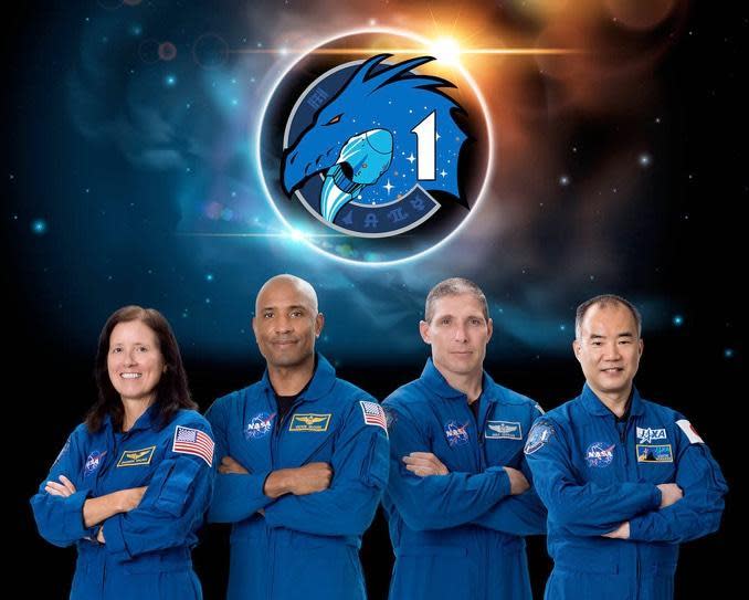 NASA's official portrait of the Crew 1 astronauts (left to right): Walker, Glover, Hopkins and Noguchi. / Credit: NASA