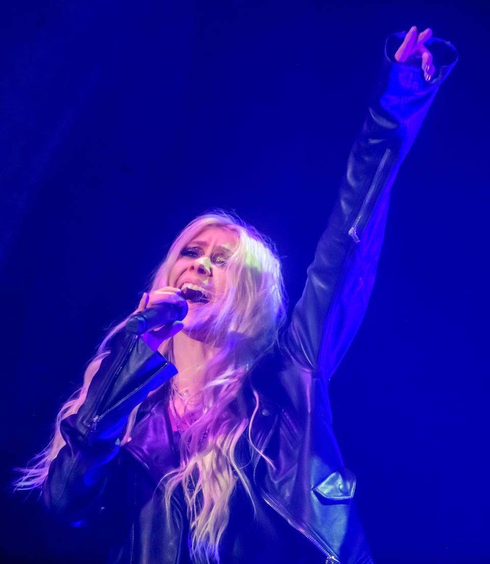 Taylor Momsen of The Pretty Reckless performs with the hard rock band Saturday, April 9, 2022 at the Peoria Civic Center.