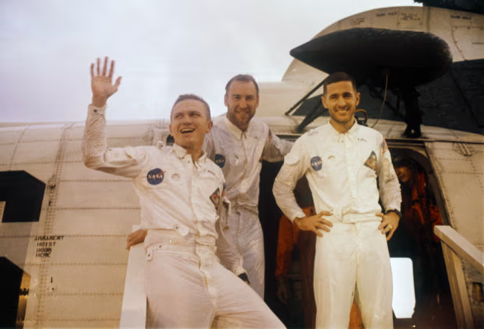Apollo 8 astronauts Frank Borman, James Lovell and William Anders, who were part of the first Apollo lunar orbital mission (Nasa/AFP/Getty Images)