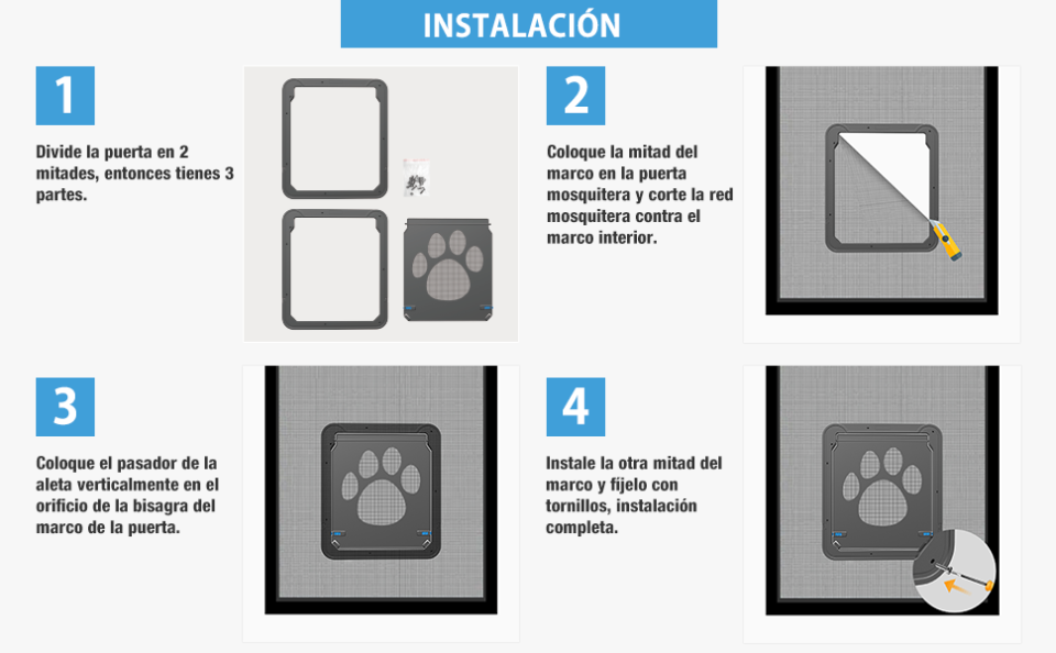 Namsan Grande Puerta Mascota para Puerta Corrediza Tamaño Inter 12 x 14 Pulgadas Malla Puerta para Perros Adulto Gatos con Magnético Cierre Auto, Lockable Pet Screen Door/Amazon.com.mx