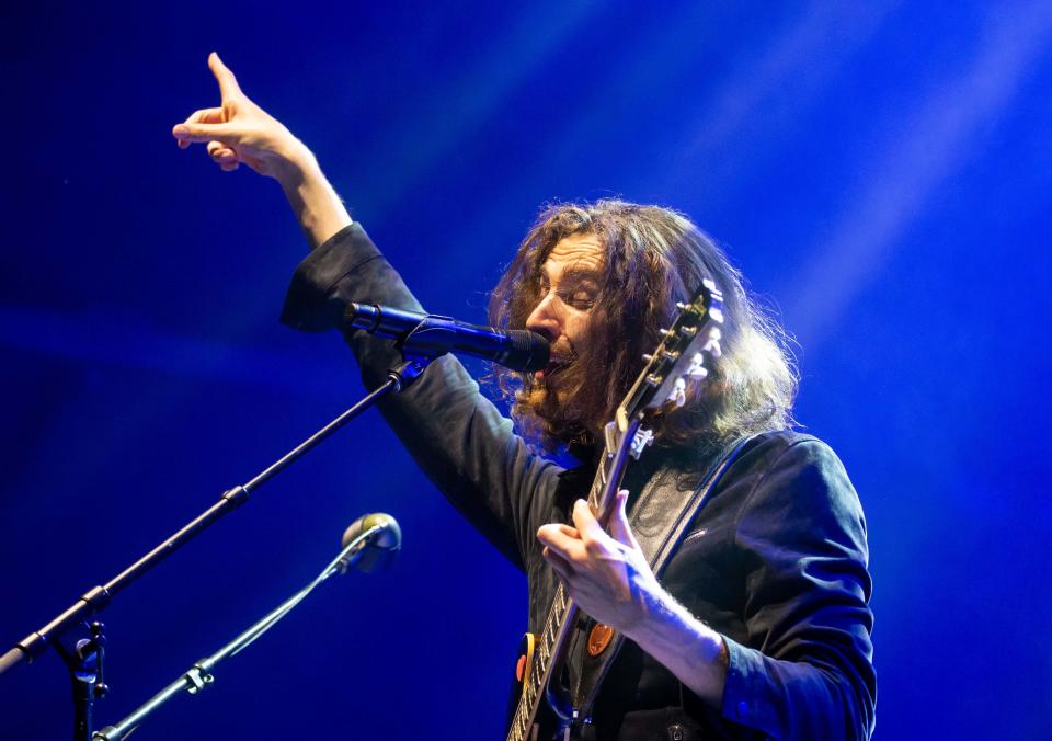 Hozier performs during the Hinterland music festival in St. Charles Friday, Aug. 2, 2019.