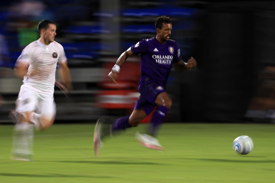 Orlando City won the opening match of the MLS is Back Tournament over Inter Miami on a stoppage-time goal by Nani. (Mike Ehrmann/Getty Images)