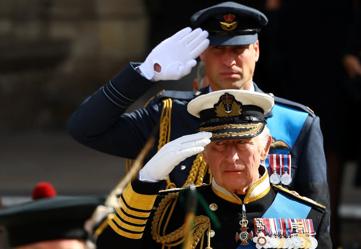 King Charles III and the Prince of Wales at the State Funeral of Queen Elizabeth II (Hannah McKay/PA) (PA Wire)