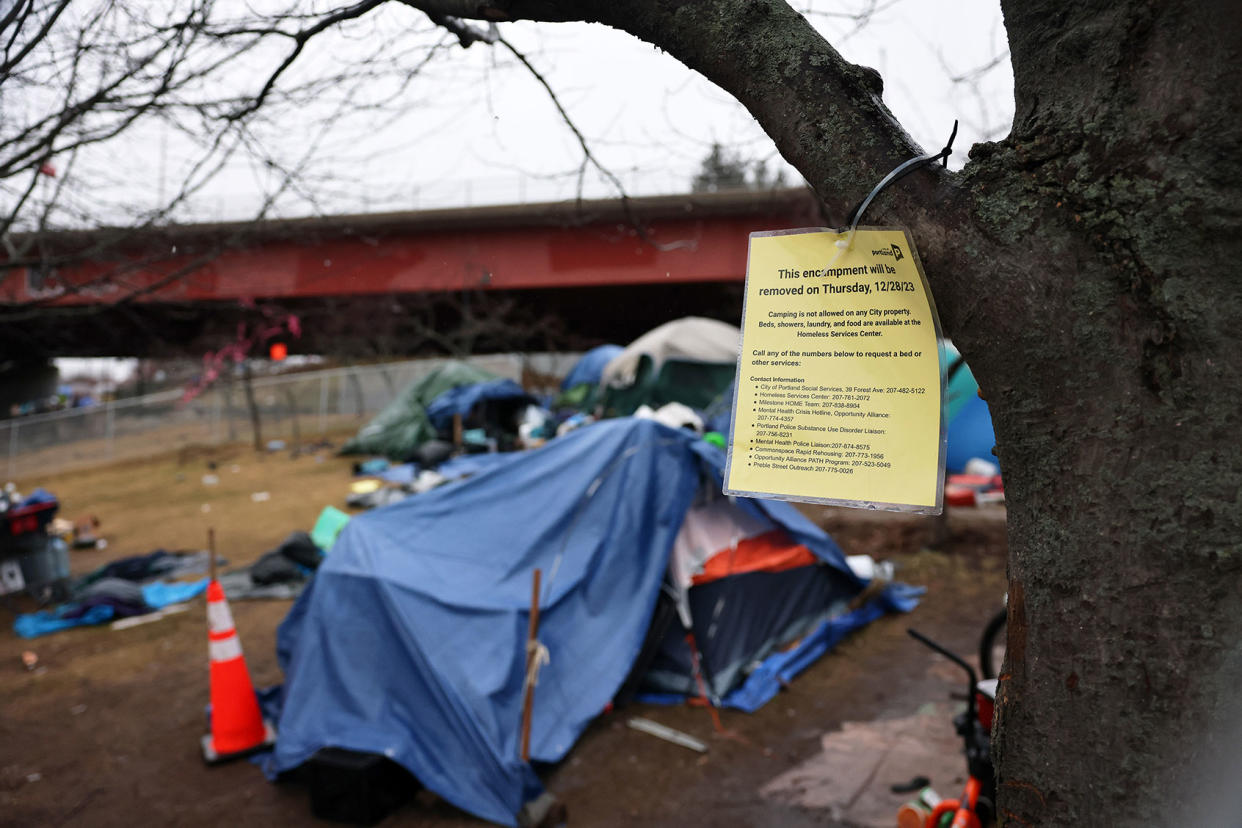 homeless encampment Ben McCanna/Portland Press Herald via Getty Images