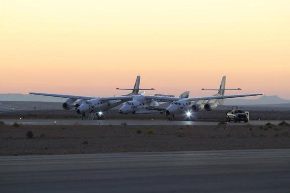 Virgin Galactic's passenger spacecraft SpaceShipTwo (attached to its WhiteKnightTwo carrier) crashed in Mojave, California after a serious accident during the craft's fourth rocket-powered test flight on Oct. 31, 2014. One pilot was killed and