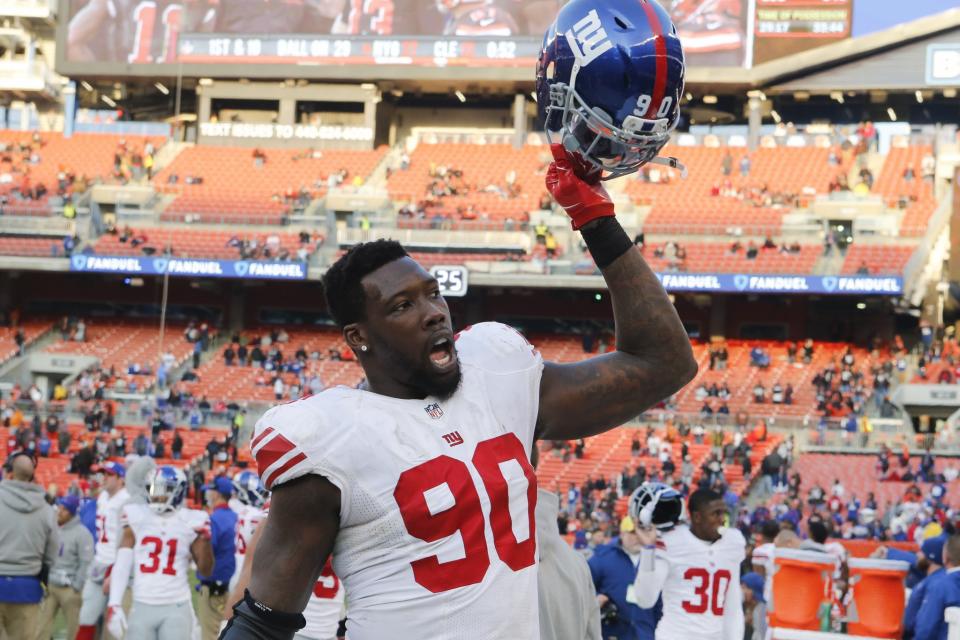 Reports say Jason Pierre-Paul has agreed to a new deal with the New York Giants, but he says not yet. (AP)