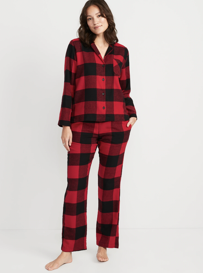 Printed Flannel Pajama Set in buffalo plaid (Photo via Old Navy)