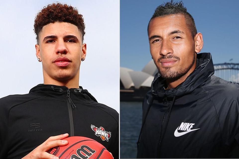 LaMelo Ball; Nick Kyrgios | Kelly Defina/Getty; Brendon Thorne/Getty