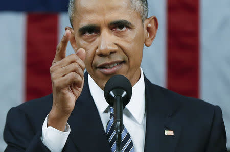 U.S. President Barack Obama delivers his final State of the Union address to a joint session of Congress in Washington January 12, 2016. REUTERS/Evan Vucci/Pool