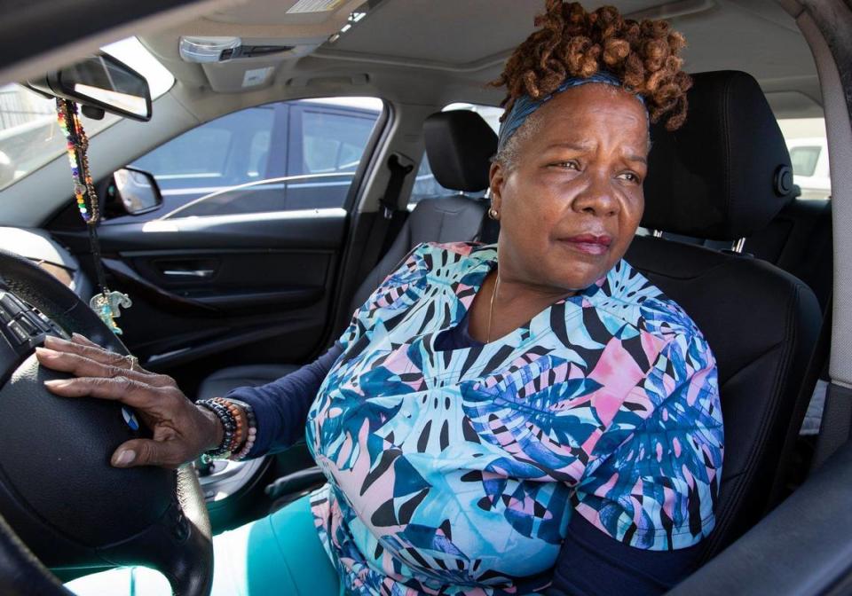 Dianne McCloud, owner of Marcel’s Cremations, says the torn-up streets in Opa-locka have damaged her car. “I would never come this way if I didn’t have to work here.”
