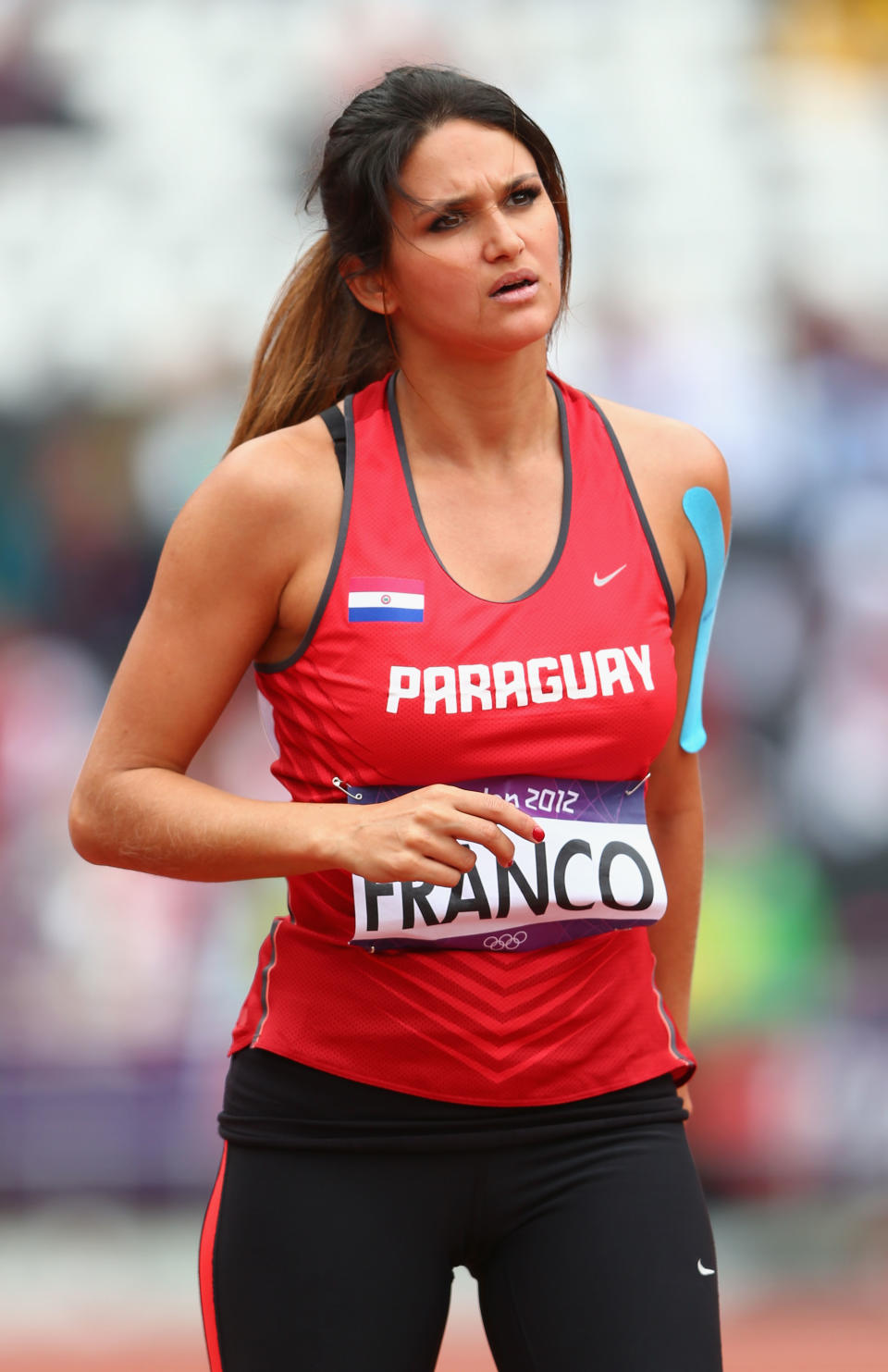 Leryn Franco of Paraguay competes in the Women's Javelin Throw Qualification on Day 11 of the London 2012 Olympic Games at Olympic Stadium on August 7, 2012 in London, England. (Photo by Michael Steele/Getty Images)