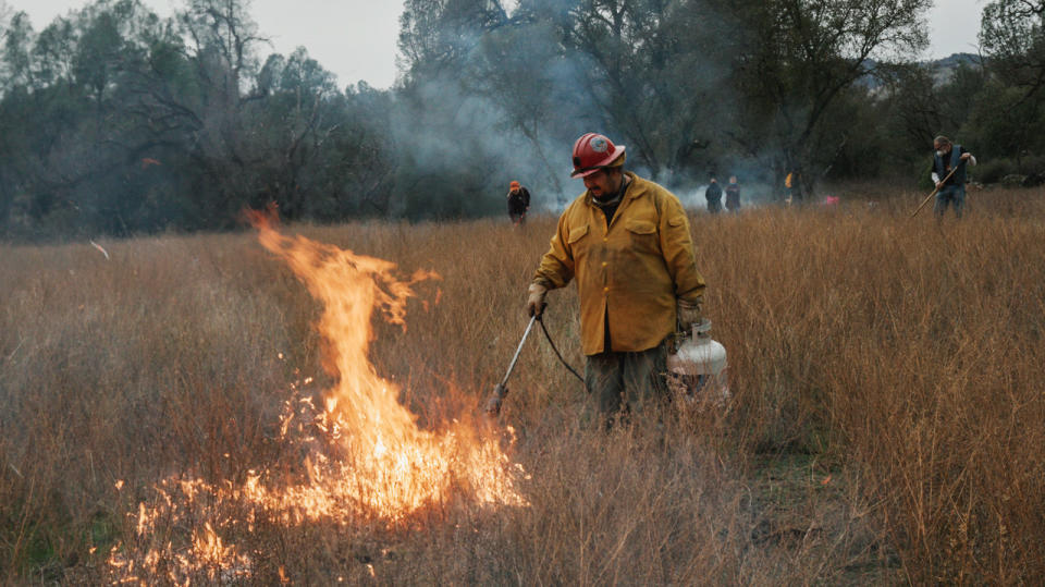 Officials from Cal Fire and the Forest Service were present at the burn, marking a shift in the way the state&rsquo;s land managers are imagining fire &ldquo;fighting.&rdquo; (Photo: Ed Kashi/VII)